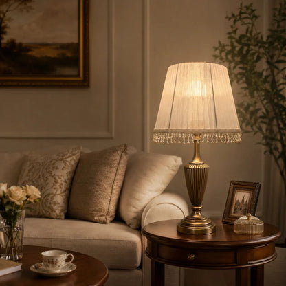 Fabric Empire Lampshade with Pearl Fringe | DIY Romantic Vintage Table Lamp Shade Kit