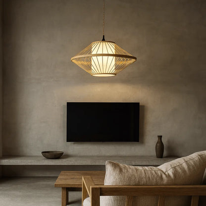 Japandi Disc Bamboo Pendant Light Shade | Minimalist DIY Lampshade Kit