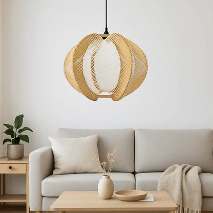 Nordic Wooden Pendant Light Shade | Natural Rope DIY Lampshade Kit