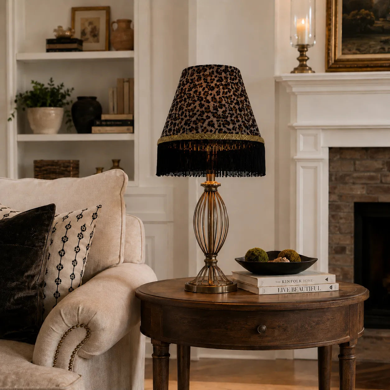Fabric Empire Lampshade DIY Kit | Leopard Print Table Lamp Shade with Tassel