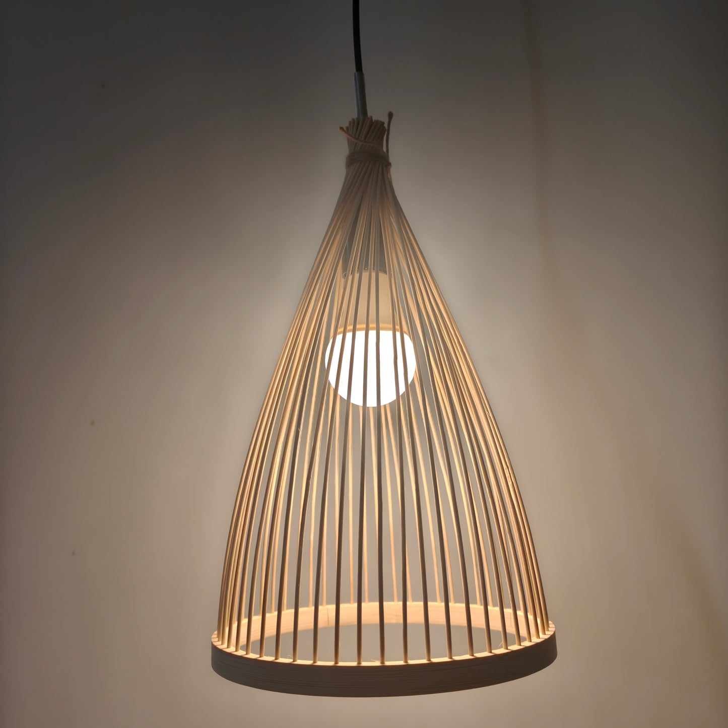 Nordic Conical Bamboo Pendant Light Shade for Kitchen Island - E26,E27,M11