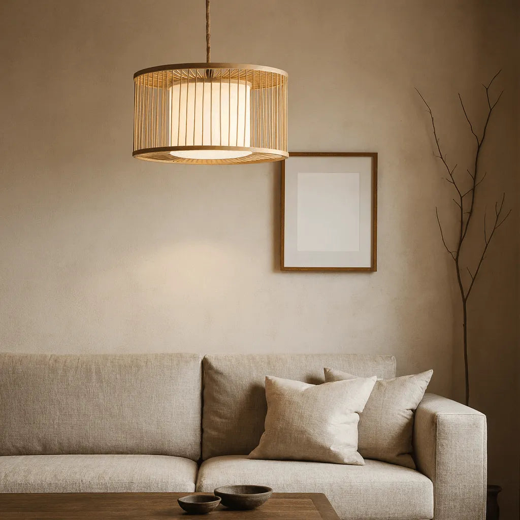 Suspension Japandi en bambou pour salon et chambre - Kit DIY - E10/M11/E27/E26