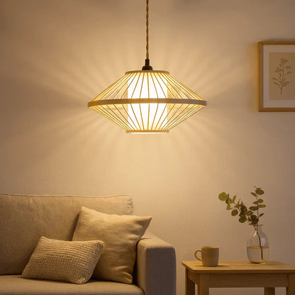 Japandi Disc Bamboo Pendant Light Shade | Minimalist DIY Lampshade Kit