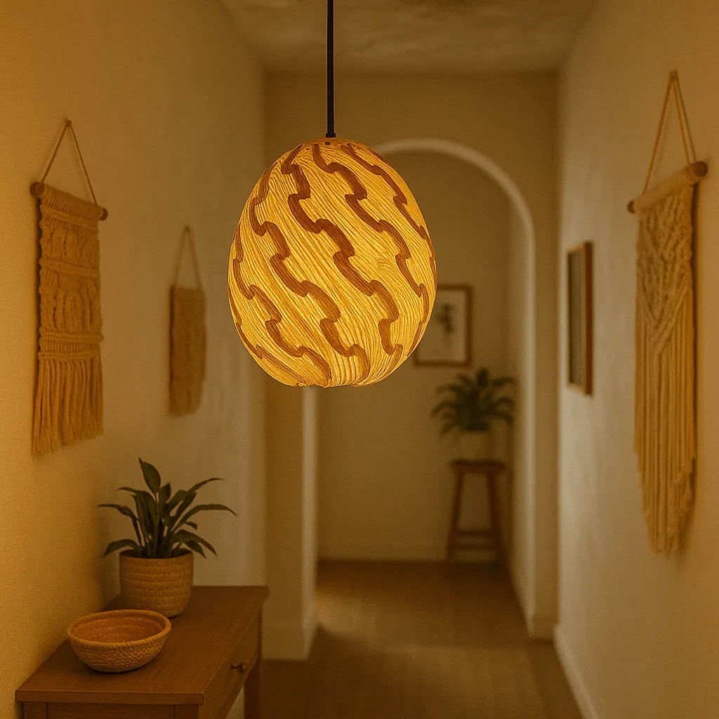 Nordic Egg-Shaped Wooden Pendant Light Shade for Kitchen Island | DIY Lampshade Kit