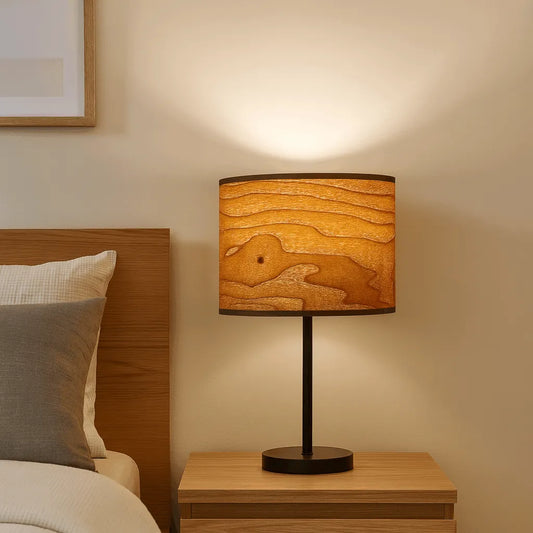 Vintage Drum Pendant Light Shade | Wooden Walnut Lampshade for Floor Lamps & Bedrooms - E27/E26