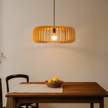 Scandinavian Slatted Wood Pendant Light Shade | Minimalist DIY Lampshade Kit