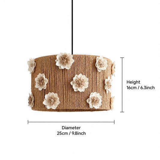 DIY Boho Woven Pendant Light Shade Kit with Floral Accents
