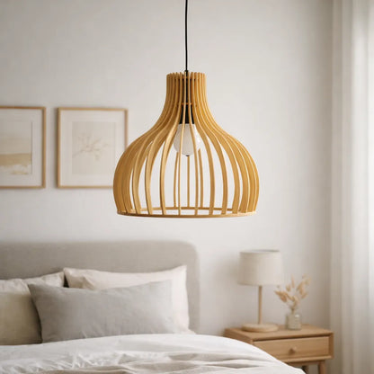 Scandinavia Birdcage Wood Pendant Light Shade | Sculptural DIY Lampshade Kit