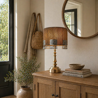 Boho Rope Lampshade with Fringe | DIY Natural Table Lamp Shade Kit