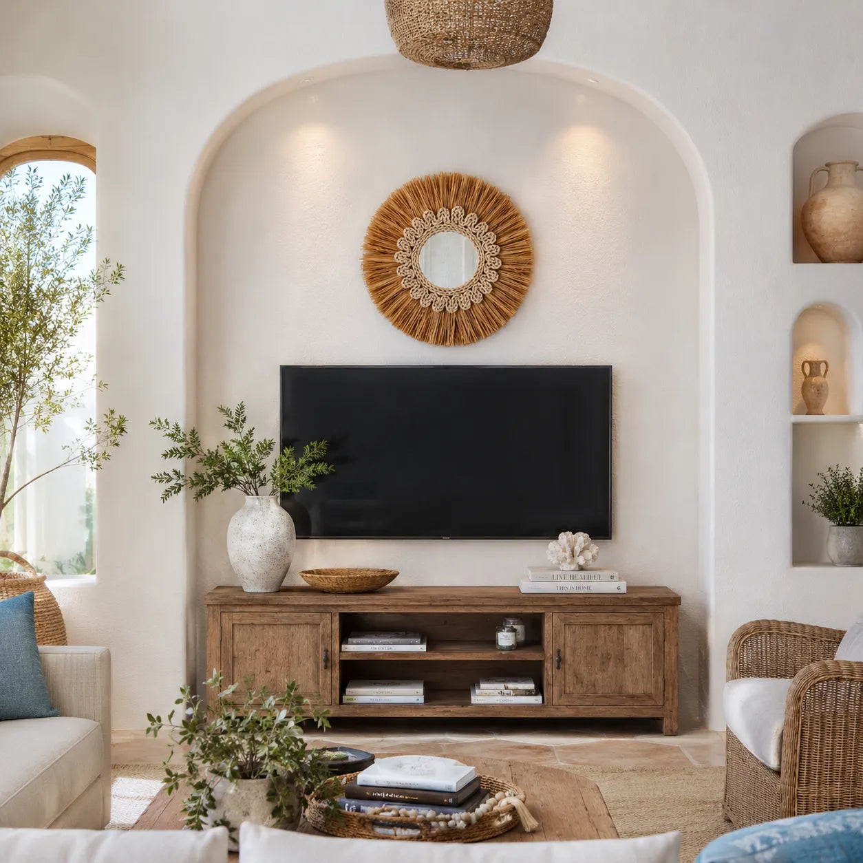 Large Rustic Wall Decor for Living Room | Farmhouse Mirror Wall Art