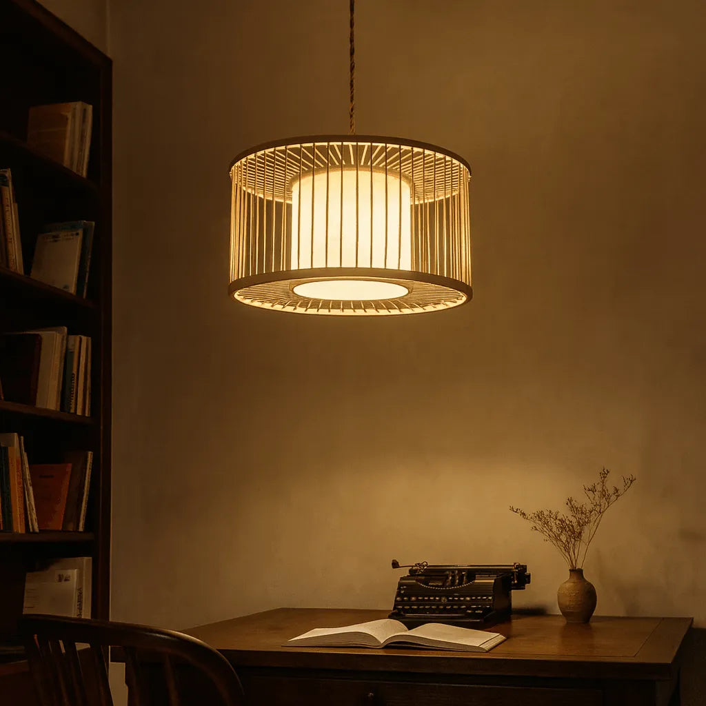 Suspension Japandi en bambou pour salon et chambre - Kit DIY - E10/M11/E27/E26