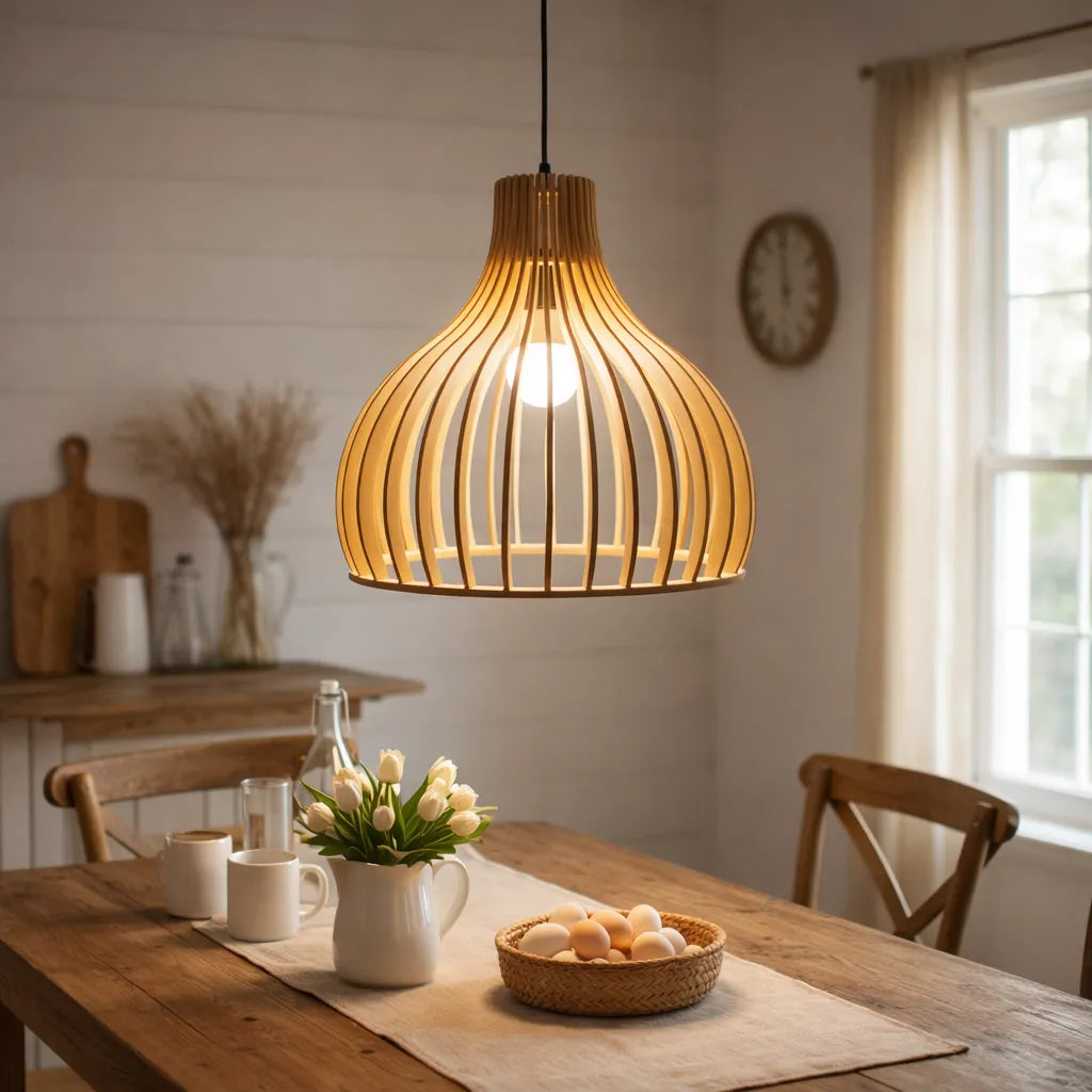 Scandinavia Sculptural Birdcage Wood Pendant Light Shade – M11