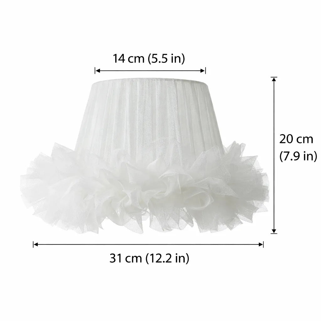 Ballerina Frilly Tulle Lampshade | DIY White Fabric Table Lamp Shade Kit for Coquette