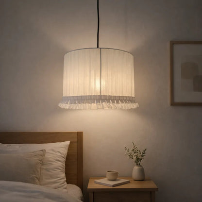 Fabric Pleated Lampshade Kit with Lace Trim | DIY White Table Lamp Shade Kit