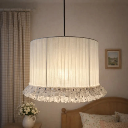 Fabric Pleated Lampshade Kit with Lace Trim | DIY White Table Lamp Shade Kit
