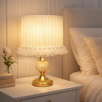 Fabric Pleated Lampshade Kit with Lace Trim | DIY White Table Lamp Shade Kit