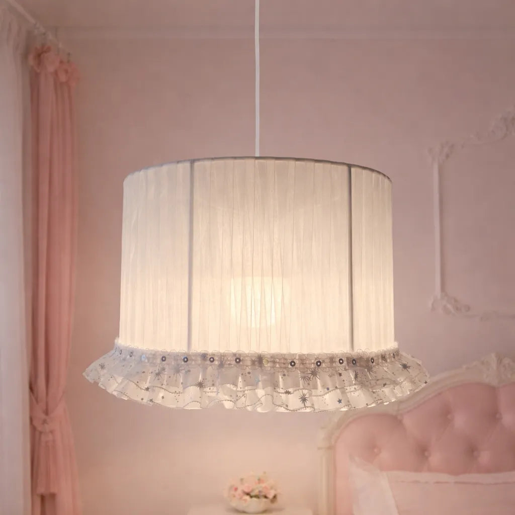 Fabric Pleated Lampshade Kit with Lace Trim | DIY White Table Lamp Shade Kit