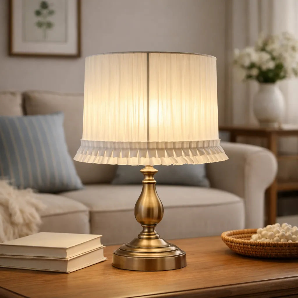 Fabric Pleated Lampshade Kit with Lace Trim | DIY White Table Lamp Shade Kit