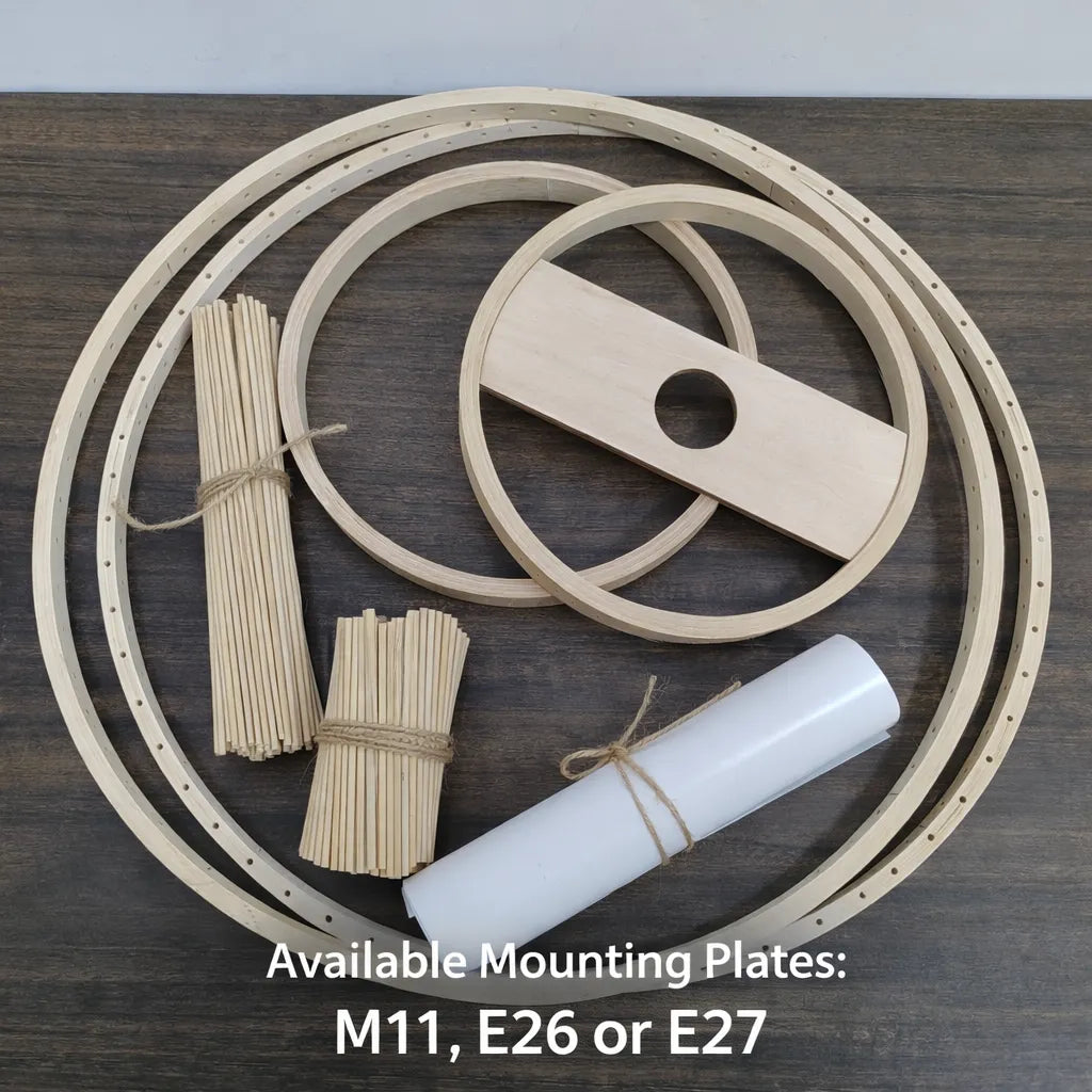 Suspension Japandi en bambou pour salon et chambre - Kit DIY - E10/M11/E27/E26