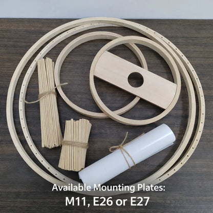 Suspension Japandi en bambou pour salon et chambre - Kit DIY - E10/M11/E27/E26