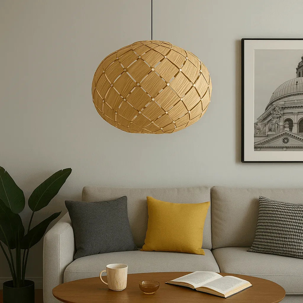 Laternen-Hängeleuchte aus Naturholz | Boho-Landhaus-Leuchten 15''x11''