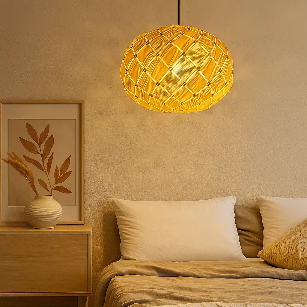 Laternen-Hängeleuchte aus Naturholz | Boho-Landhaus-Leuchten 15''x11''