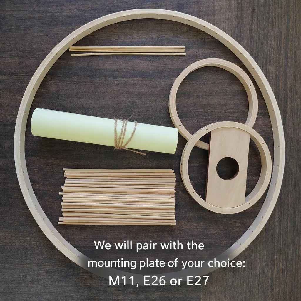 Japandi Disc Bamboo Pendant Light Shade | Minimalist DIY Lampshade Kit