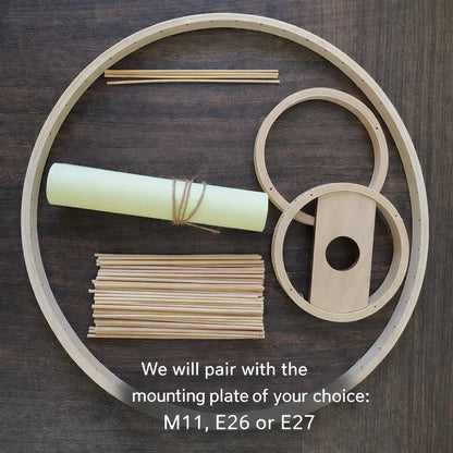 Japandi Disc Bamboo Pendant Light Shade | Minimalist DIY Lampshade Kit