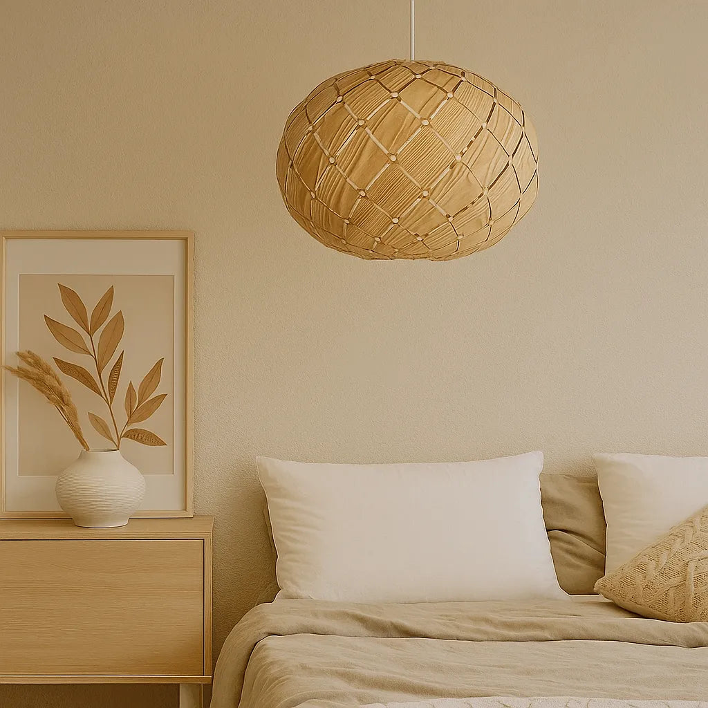 Laternen-Hängeleuchte aus Naturholz | Boho-Landhaus-Leuchten 15''x11''