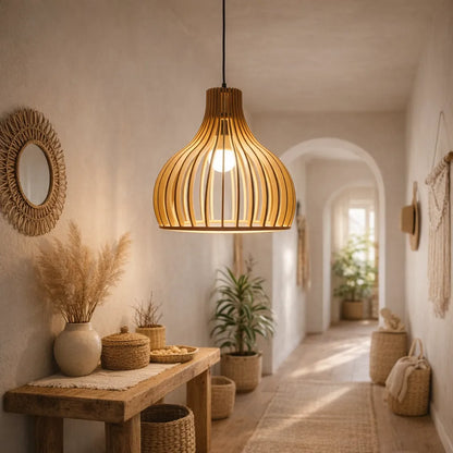Scandinavia Birdcage Wood Pendant Light Shade | Sculptural DIY Lampshade Kit