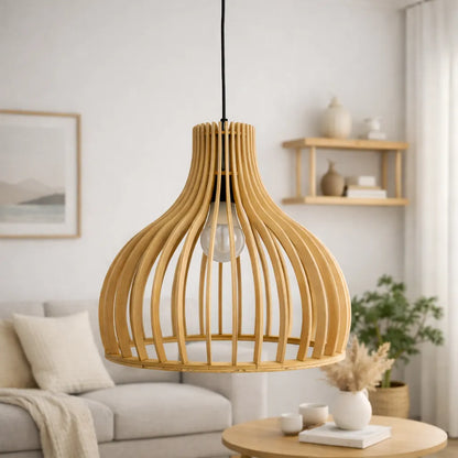 Scandinavia Birdcage Wood Pendant Light Shade | Sculptural DIY Lampshade Kit