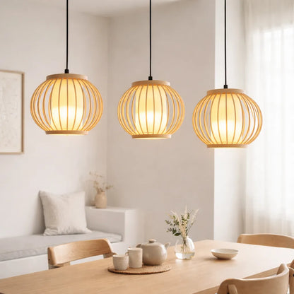 Japandi Lantern Bamboo Pendant Light Shade for Bedside | Small DIY Lampshade Kit