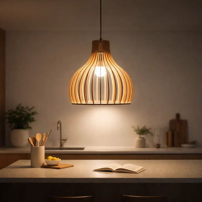 Scandinavia Birdcage Wood Pendant Light Shade | Sculptural DIY Lampshade Kit