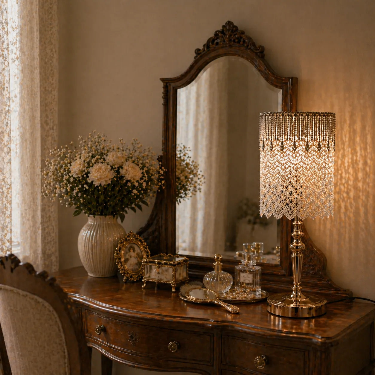 Vintage White Lace Lampshade | DIY Romantic Bedside Table Lamp Shade Kit