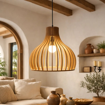 Scandinavia Birdcage Wood Pendant Light Shade | Sculptural DIY Lampshade Kit