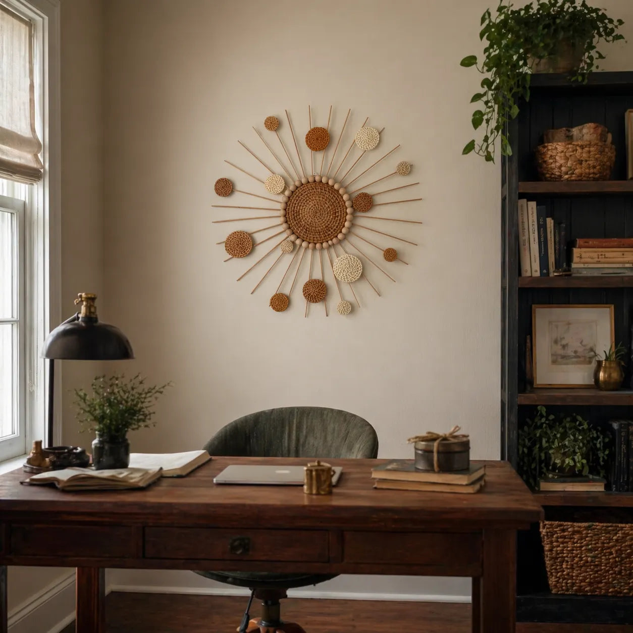 Sunburst Boho Wall Decor | DIY Woven Rattan Wall Hanging