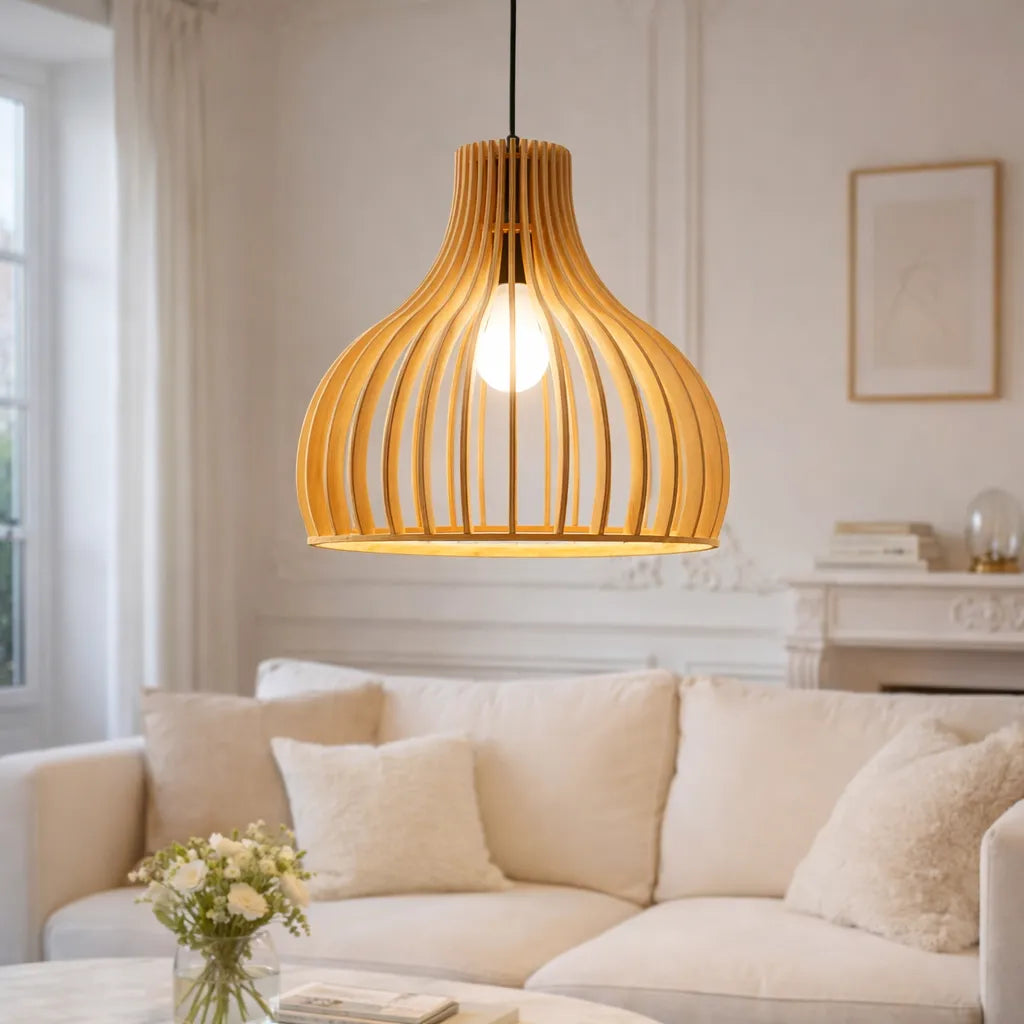 Scandinavia Sculptural Birdcage Wood Pendant Light Shade – M11