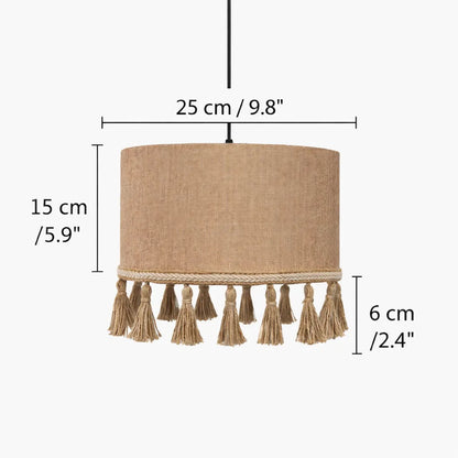 Natural Linen Drum Pendant Lampshade | DIY Hanging Light Shade Kit with Tassel
