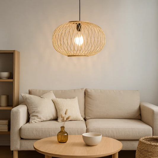 Nordic Globe Bamboo Pendant Light Shade DIY Kit | Cage Design – E27/E26/E10/M11