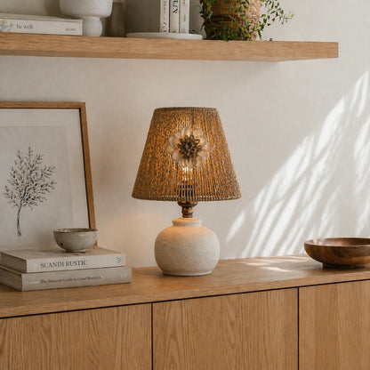 Rustic Rope Empire Lampshade | Small Natural DIY Table Lamp Shade Kit with Floral