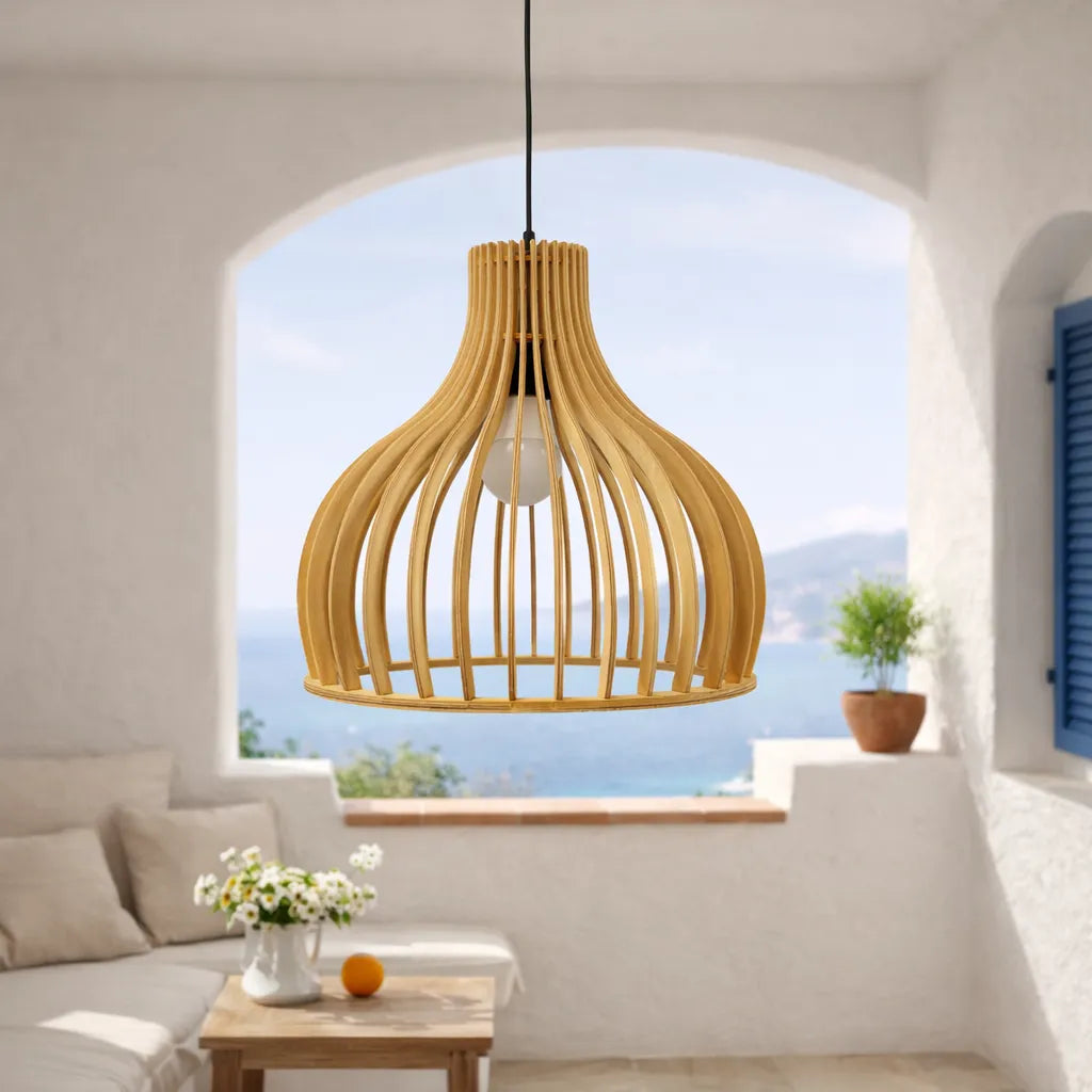 Scandinavia Sculptural Birdcage Wood Pendant Light Shade – M11