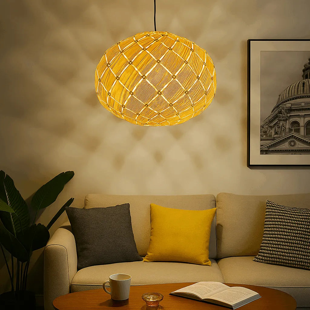 Laternen-Hängeleuchte aus Naturholz | Boho-Landhaus-Leuchten 15''x11''