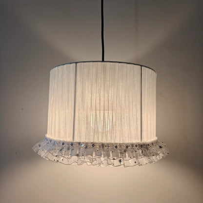 Fabric Pleated Lampshade Kit with Lace Trim | DIY White Table Lamp Shade Kit