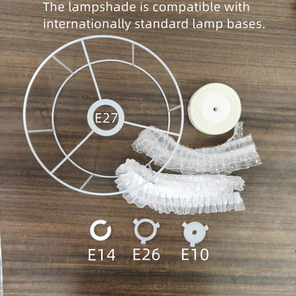 Fabric Pleated Lampshade Kit with Lace Trim | DIY White Table Lamp Shade Kit