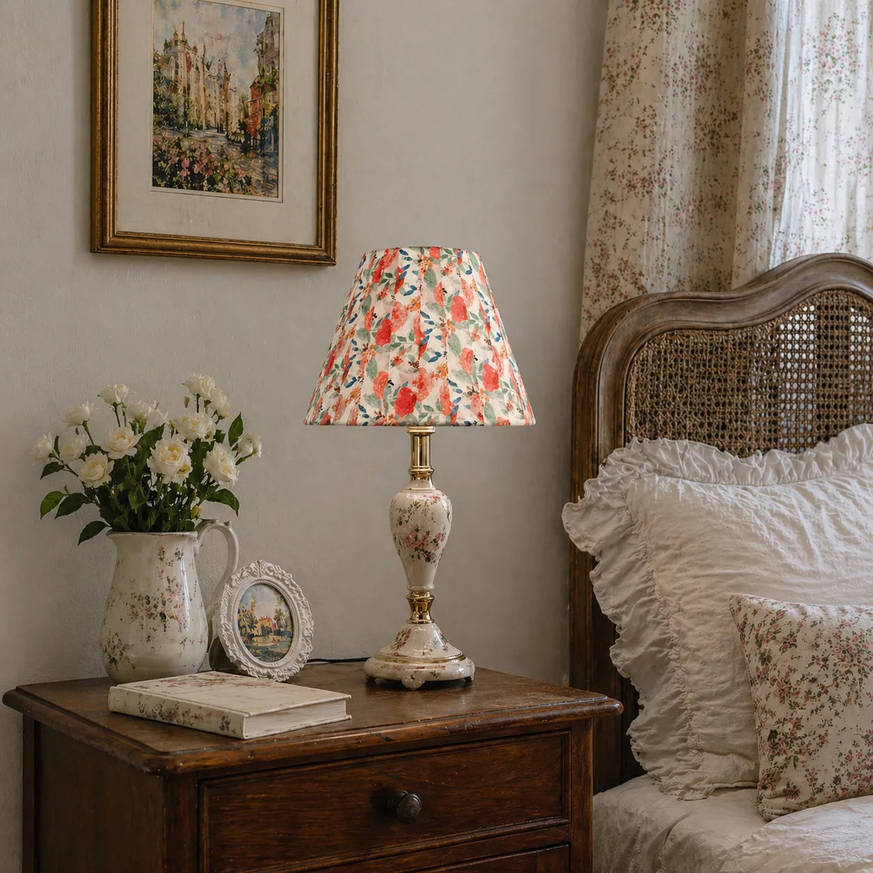 Floral DIY Pleated Lampshade for Table Lamp | Pink Vintage Empire Lampshade Kit
