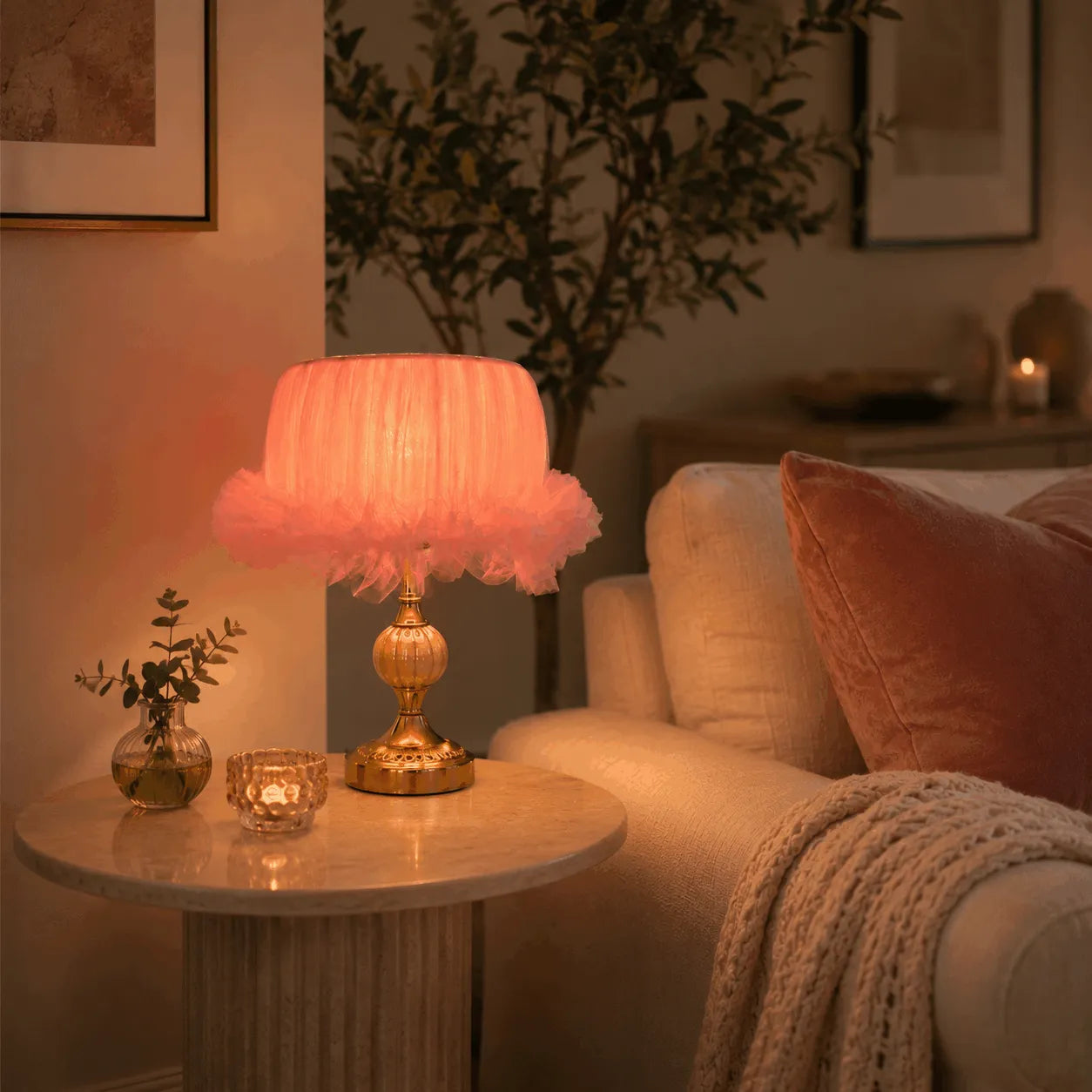 Coquette Ballerina Tulle Pendant & Table Lamp Shade – Pink DIY Fabric Lampshade Kit