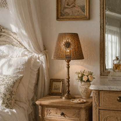 Rustic Rope Empire Lampshade | Small Natural DIY Table Lamp Shade Kit with Floral