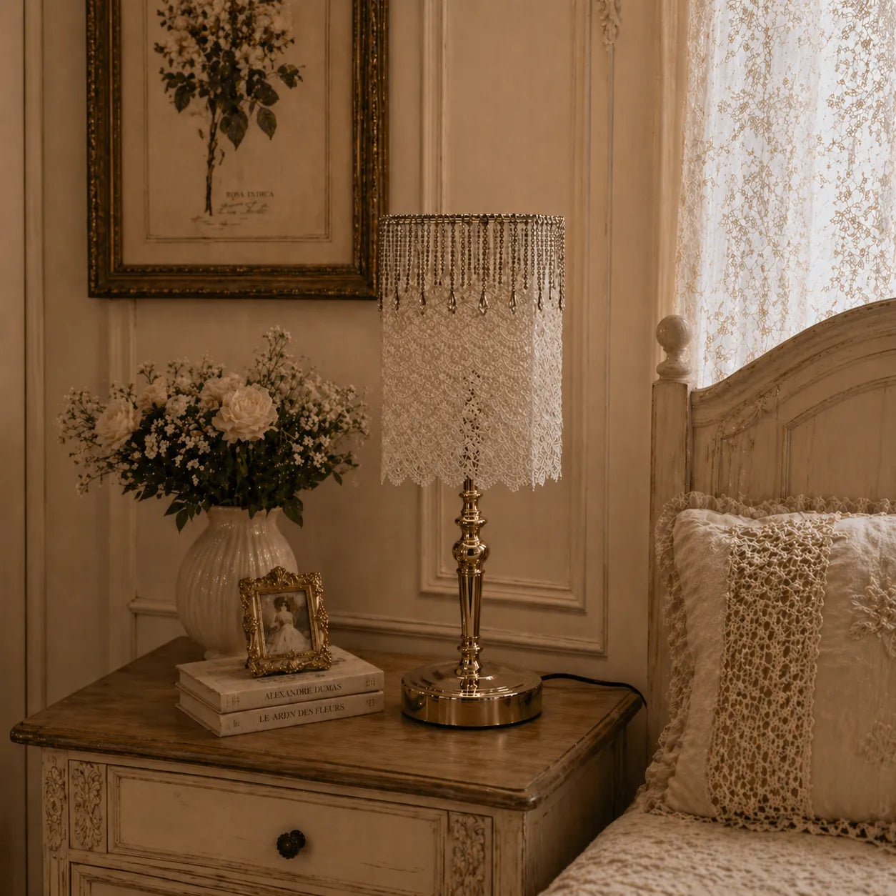 Vintage White Lace Lampshade | DIY Romantic Bedside Table Lamp Shade Kit