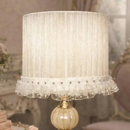 Fabric Pleated Lampshade Kit with Lace Trim | DIY White Table Lamp Shade Kit