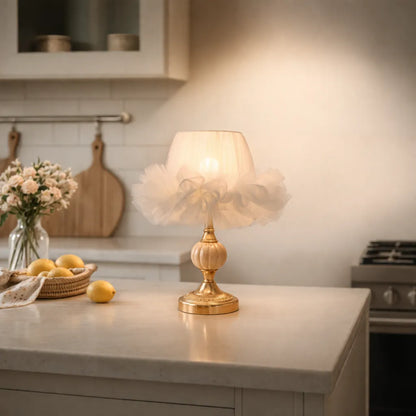 Ballerina Frilly Tulle Lampshade | DIY White Fabric Table Lamp Shade Kit for Coquette